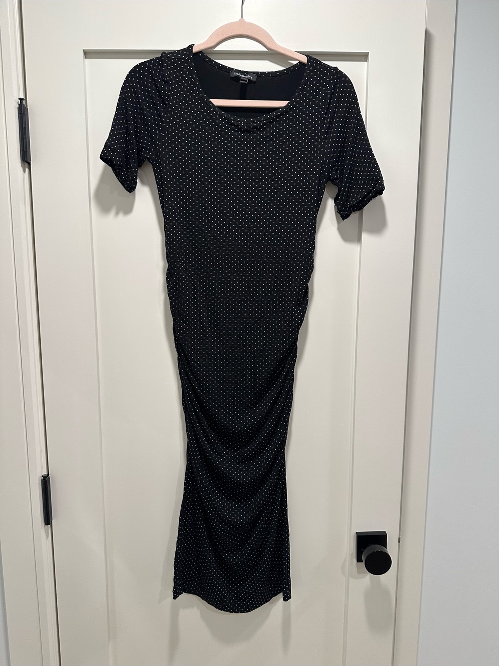 Maternity Isabella Oliver Black with White Polka Dots Maxi Dress